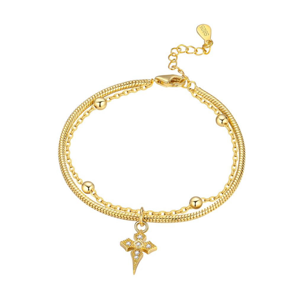 New 925 Silver Exquisite Golden Starry Bracelet Chain Link Women Bracelet Birthday Festival Jewelry Gifts