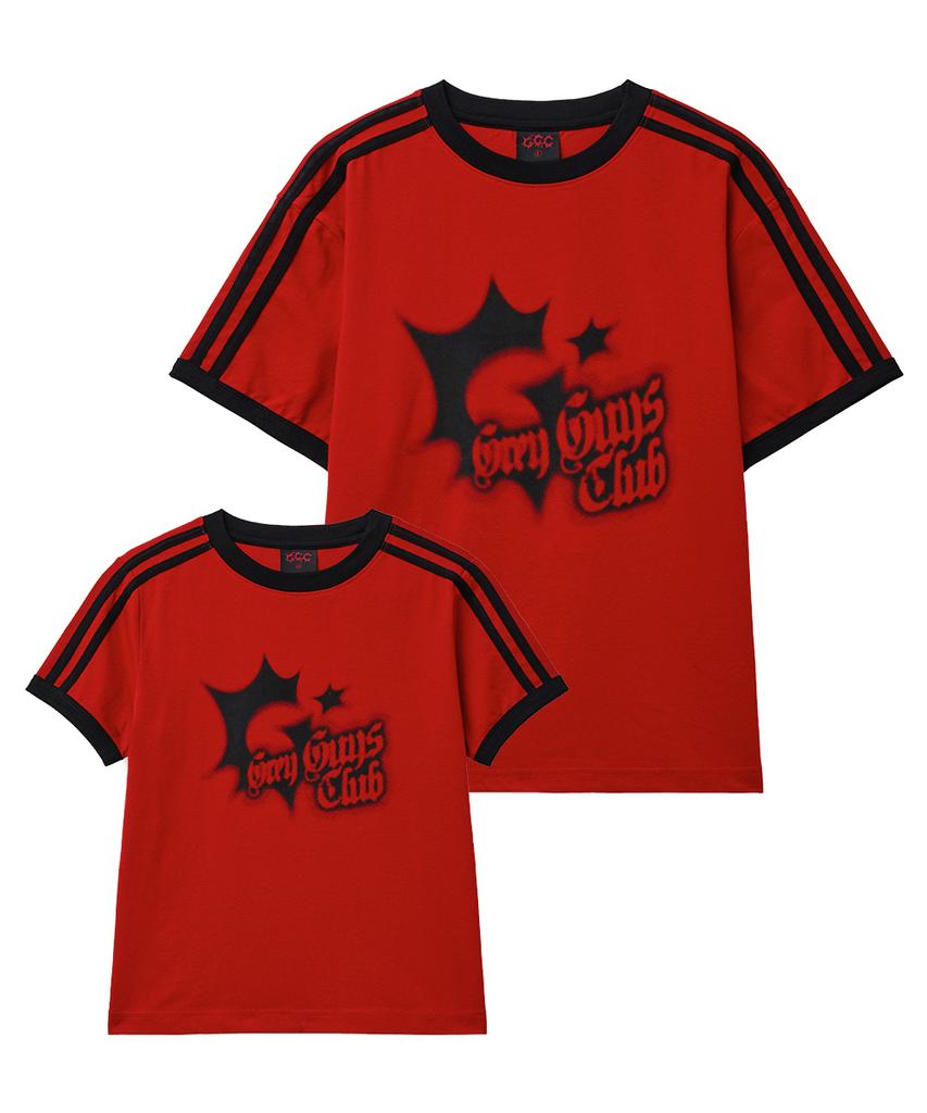 Geuleigaijeukeulleob 2-Type Graphic Ringer Cooling Track Short Sleeve T-Shirt Red