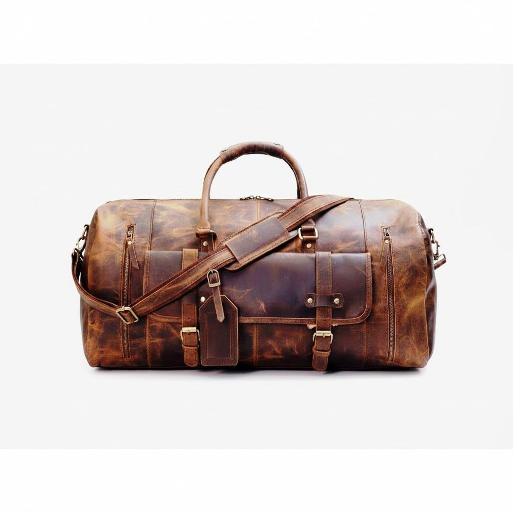 Handmade Leather Travel Bag Duffel Gym Bag, Leather Holdall, Overnight Duffel, Weekend Duffel, Large Luggage Unisex Gift