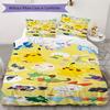 Set di biancheria da letto con stampa Pokémon da 3 pezzi include una copripiumino e una coppia di federe (riempimento non incluso), perfetto per l'uso in camera da letto.