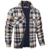Chaquetas de algodón a cuadros de invierno para hombre, chaqueta de franela con forro acolchado y manga larga, abrigos multibolsillos para exteriores, abrigos de senderismo, tops