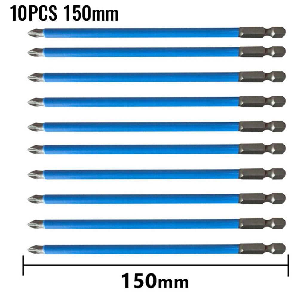 10PCS 150mm 1/4 Hex Shank Fits Magnetic PH2 Long Reach Electric Screwdriver Bits