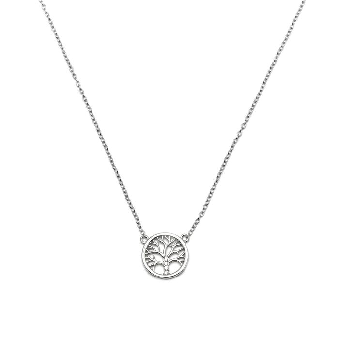 Collier - LUXENTER - Arbre De Vie - Argent 925 - Rhodié - Zircone Taille Brillantante
