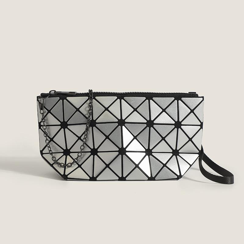 The Same Style of Japanese Geometric Splicing Diamond Folding Women's Bag New Style  One Shoulder Oblique Cross Chain Small Square Bag Handbag