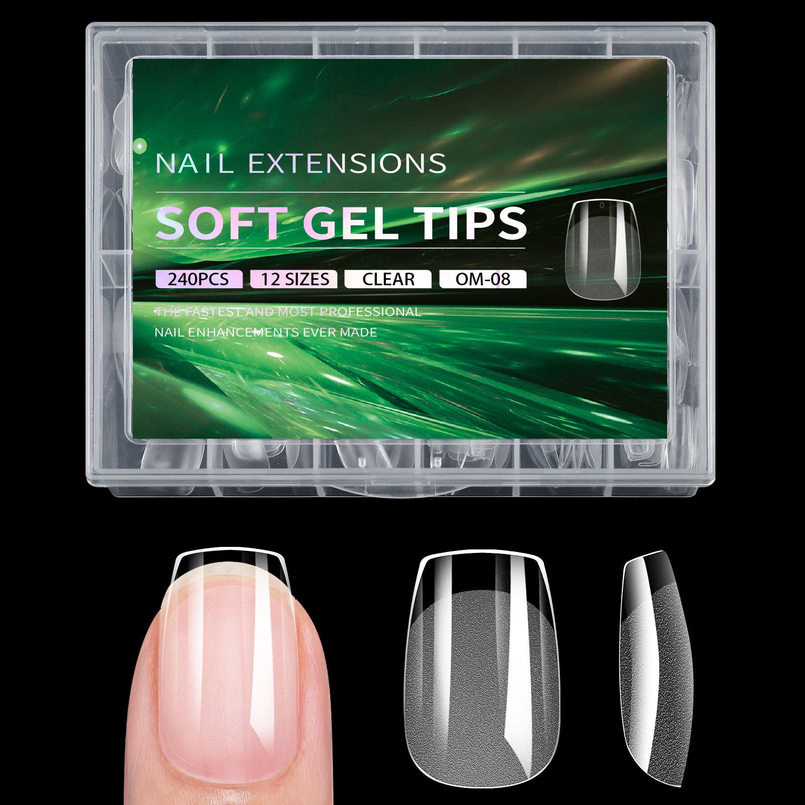 

Transparent Semi-Frosted Ultra-Thin Nail Art Tips - No Trace Engraving, 240 Pieces