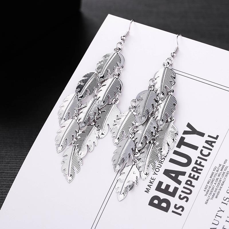 [Fashion Trendy Metal Fringe Long Drop Earrings Exaggerated Elegant Ear Hooks Earrings]