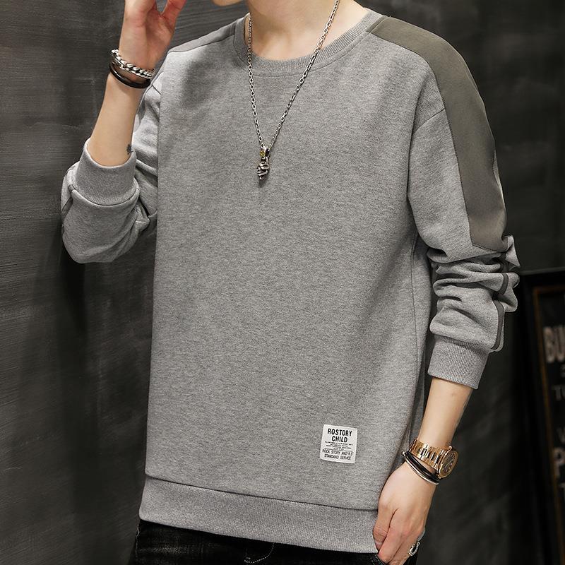 

Мужская весенняя новая футболка с принтом и круглым вырезом, мужская базовая футболка облегающего кроя, простой топ 4XL светло-серый