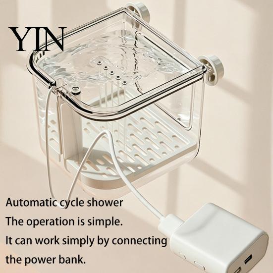 Automatic Bird Waterer Bath, Parrot Shower with Circulating Water, Indoor Rotating Perch for Birds Bath Feeder, Cage Accessory Parakeet Budgie