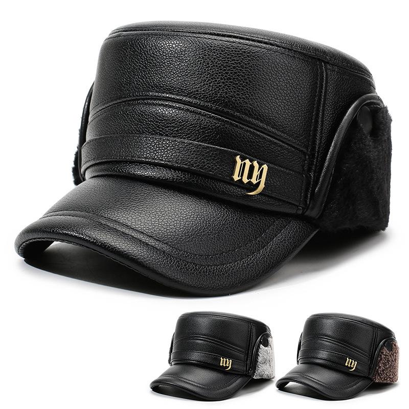 Herren Flachmütze Winter Warme Ohrenschutzmütze für Mittelalte und Ältere Bombermütze Dicke Kältefeste Mütze