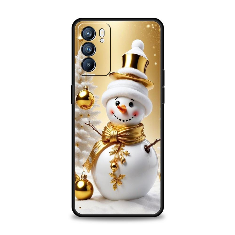 Christmas Snowman Phone Case For Oppo A17 A31 A54 A57 A78 A79 A98 Find X5 X6 Reno 6 7 8 10 11 12 13 F Pro 5G Soft TPU Cover Bags