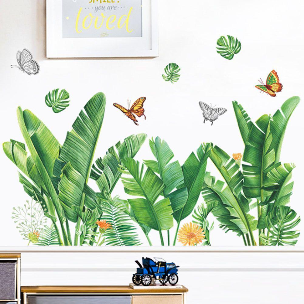 Art Murals Butterfly Removable Wall Stickers Flower Plants Leaves Wall Decals
