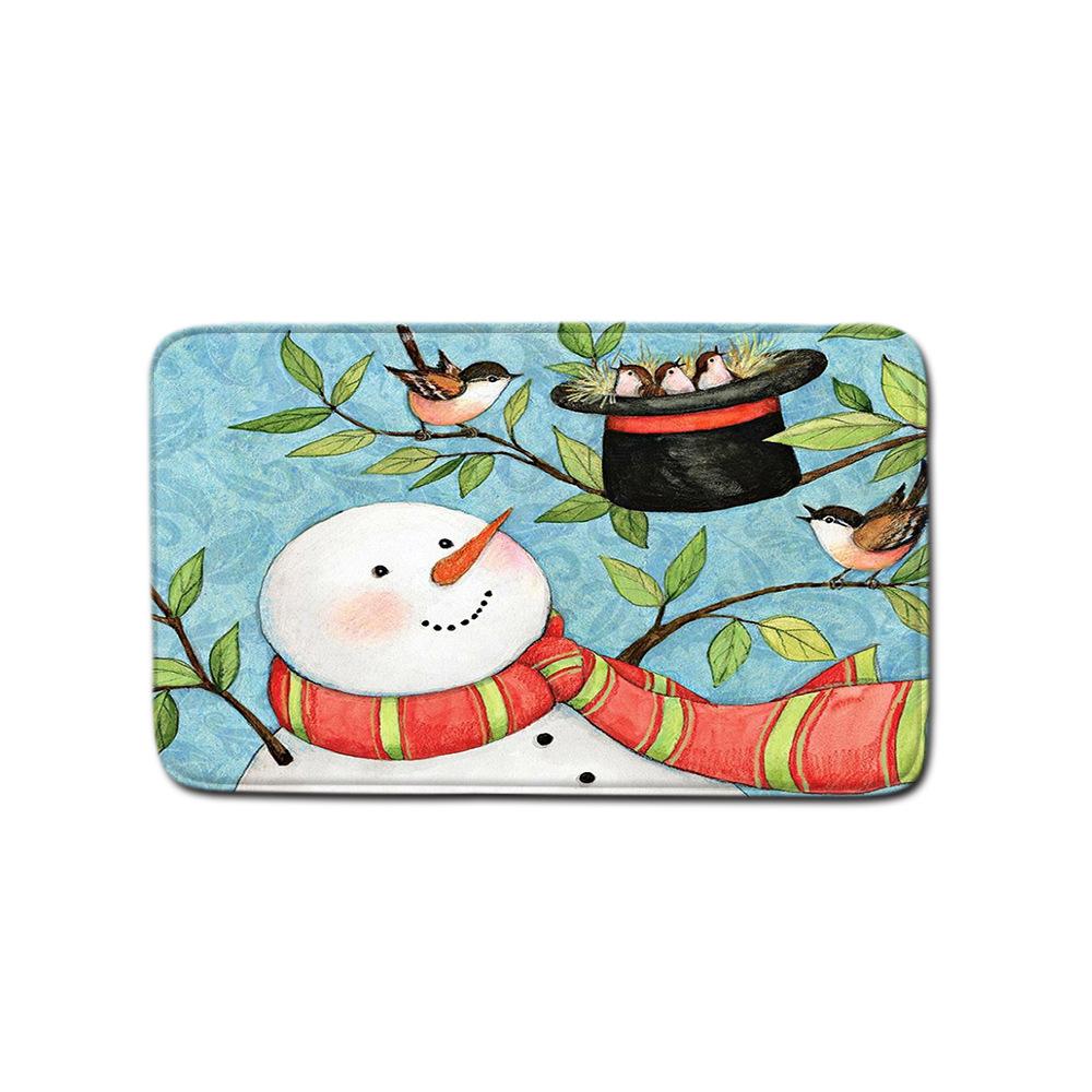 Christmas Shower Curtain Floor Mat Combination Four-Piece Set Bathroom Toilet Carpet Shower Room Mat Foot Mat