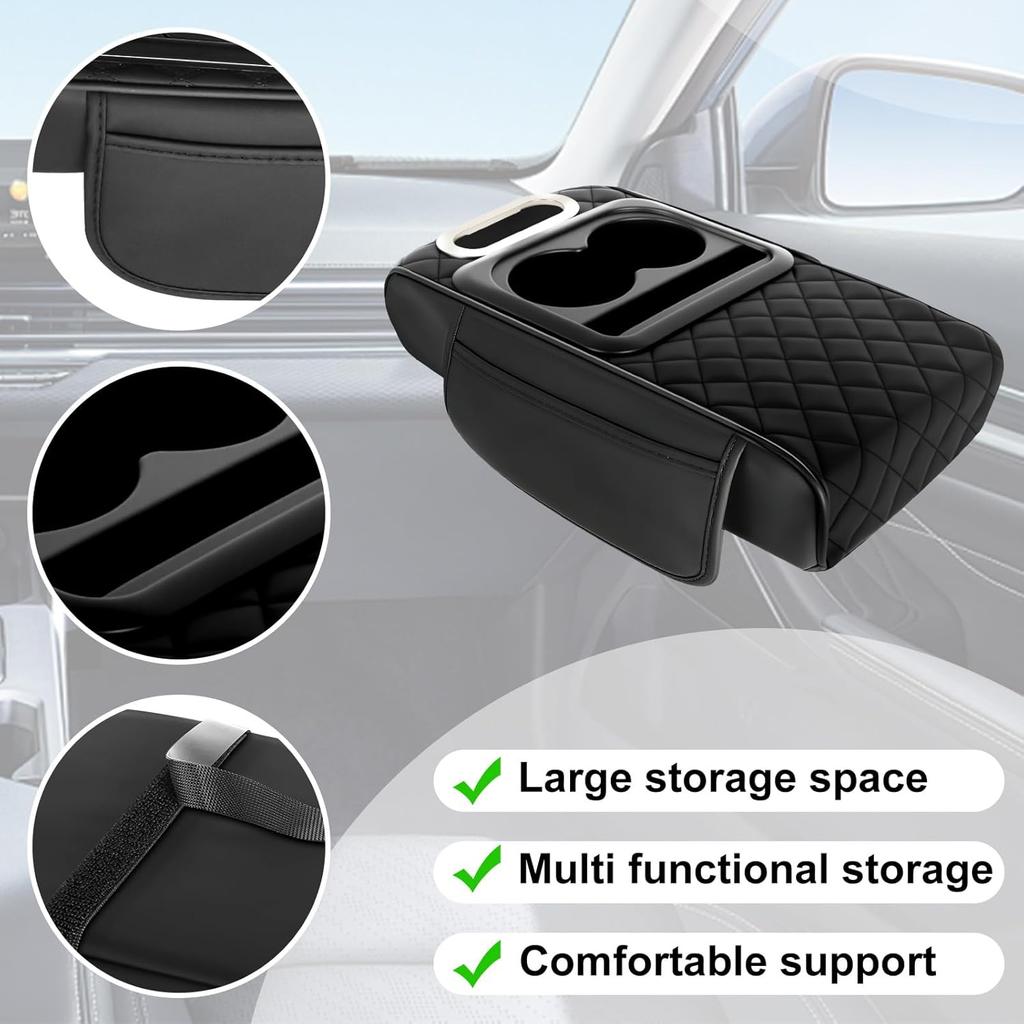 5-in-1 Arm Rest Cover Universal Armrest Storage Box Upgrade Memory Foam Console Cover with Cup for Car Phone Tissue Box Holder