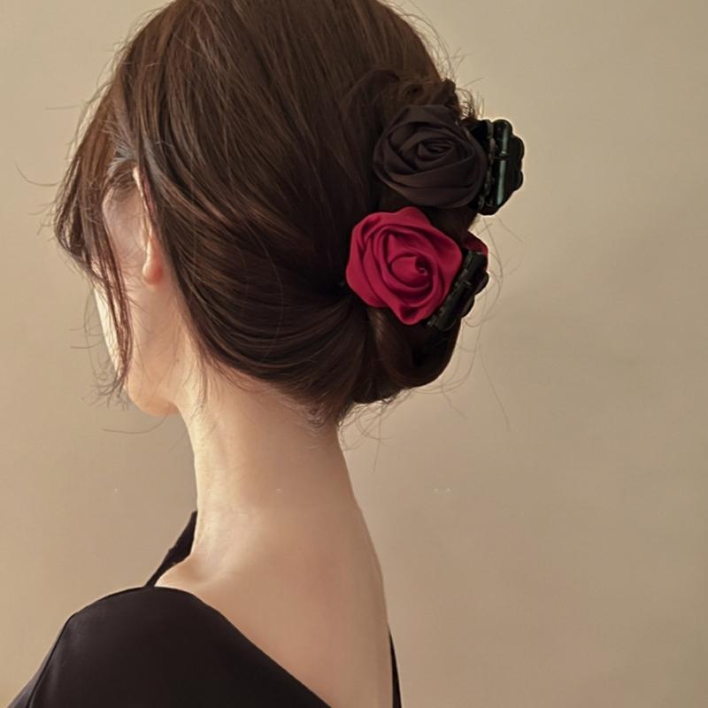 Non-Slip Satin Hair Claw Cute Ponytail Catch Strong Hold Princess Hairpin