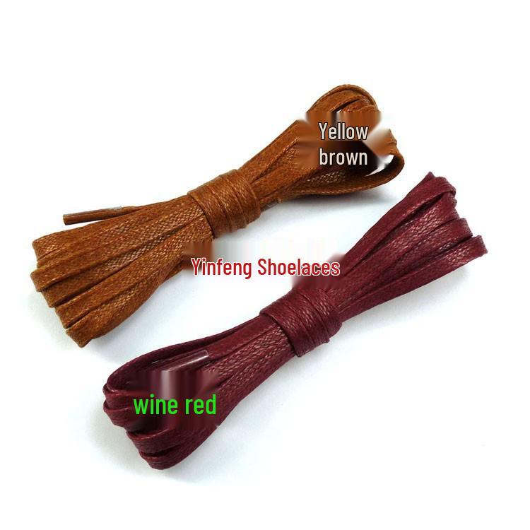 Waxed Flat Leather Shoelaces 0.5cm for High-Top & Military Boots - Available in Bright Red, Black, Wine Red
