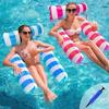 Outdoor Inflatable Striped Floating Pool Lounger - Single Person Foldable Hammock