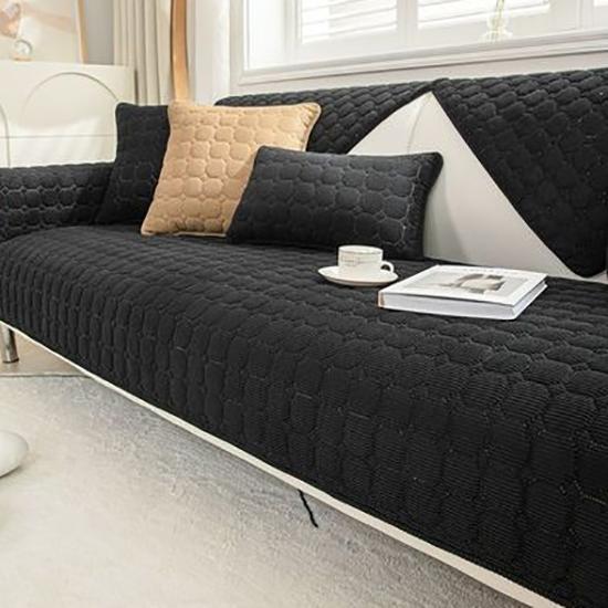 

Товстий плюшевий чохол для дивана. Європейський універсальний рушник для дивана. Стійкий до ковзання. Простий нековзкий сидячий рушник. 70*150 чорний