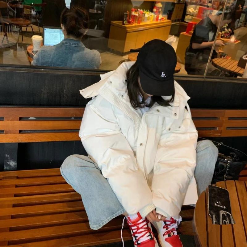 

Зимнее хлопковое пальто в корейском стиле, повседневное пуховое хлопковое пальто, женское свободное универсальное утолщенное пальто, хлопковая куртка XL