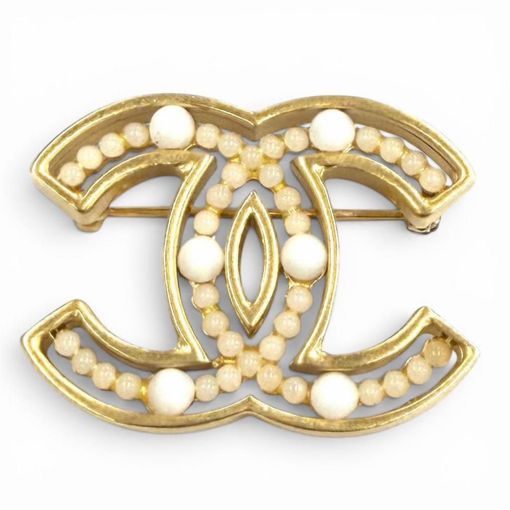 Excellent CHANEL Brooch COCO Mark design gold Women 02A Used