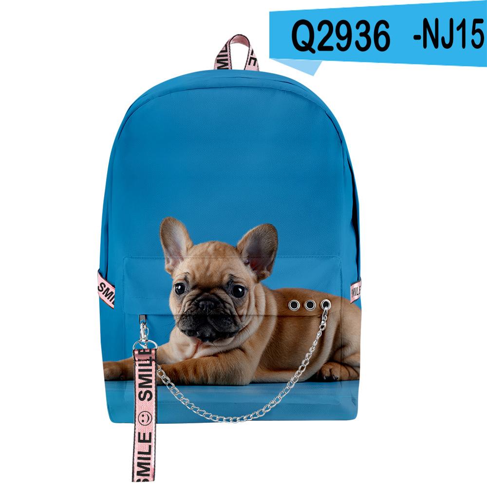 Classic Novelty Lovely French Bulldog School Bags Unisex 3D Print Oxford Waterproof Notebook multifunction Travel Backpacks