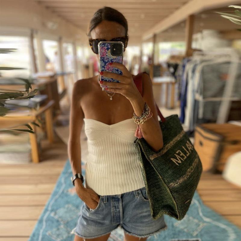 Knit Sexy Backless Tube Top For Women Summer Slim Fashion Ribbed Cropped Top Hot Girls Beach Sexy Off Shoulder Knitted Bustier Ladies Corset Tops