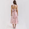 House fairy temperament fashion high sense French halter strap split fork medium and long suspender dress