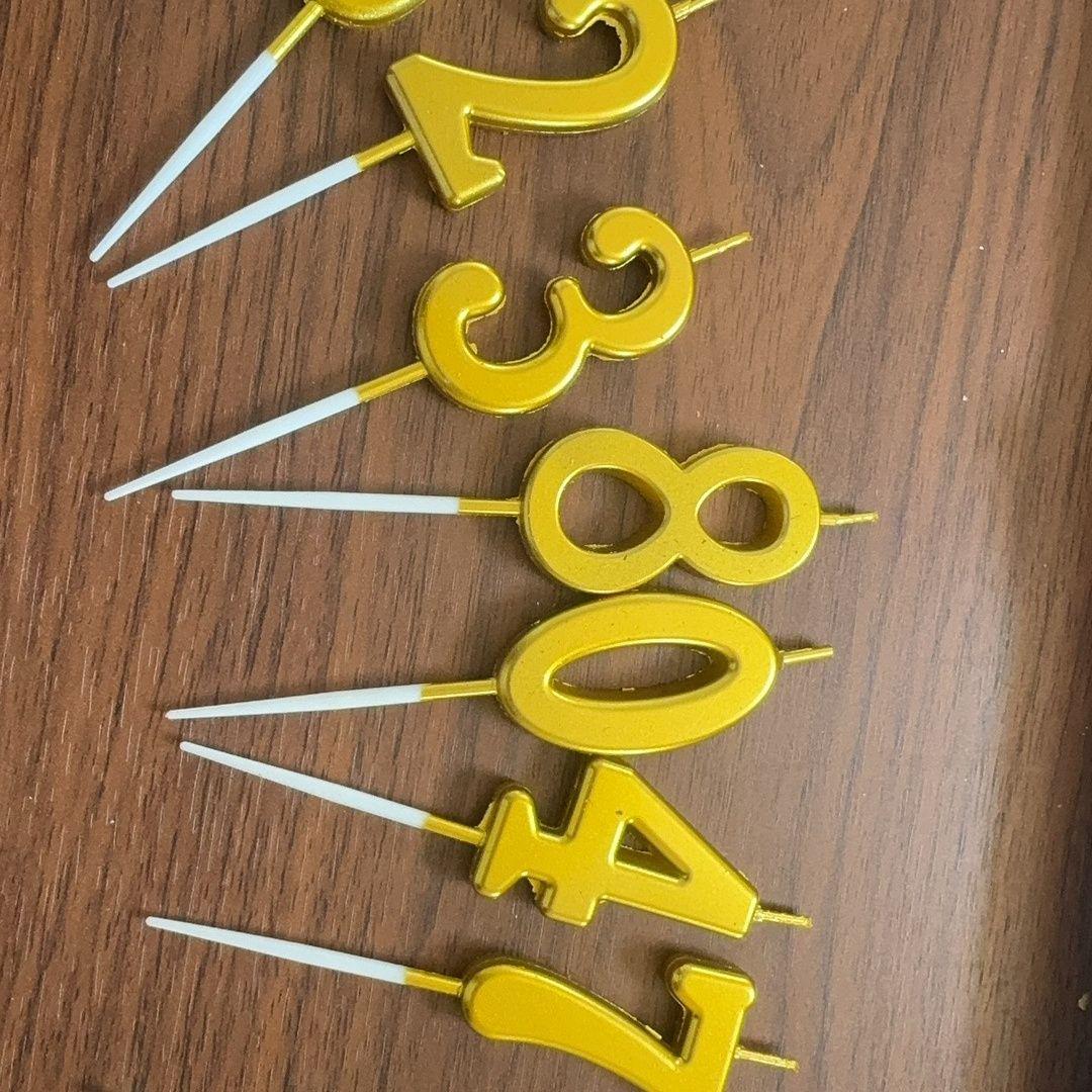 Gold Number Candles for Kids  Birthday Cake and Party Decoration