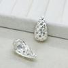 French Luxury Teardrop Mesh Earrings: S925 Silver Needle, Little Fragrant Style, Glossy Diamond Pattern.