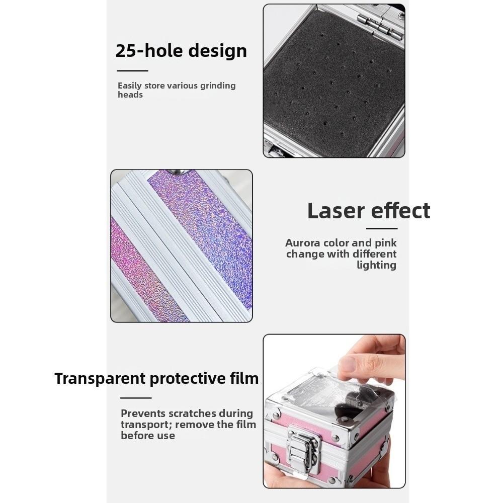Durable Aluminum Display Storage Box with 25 Holes Nail Art Tools Pedicure
