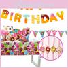 Colorful Donuts Birthday Party Supplies Featuring Plates Cups Tablecloth And Banner