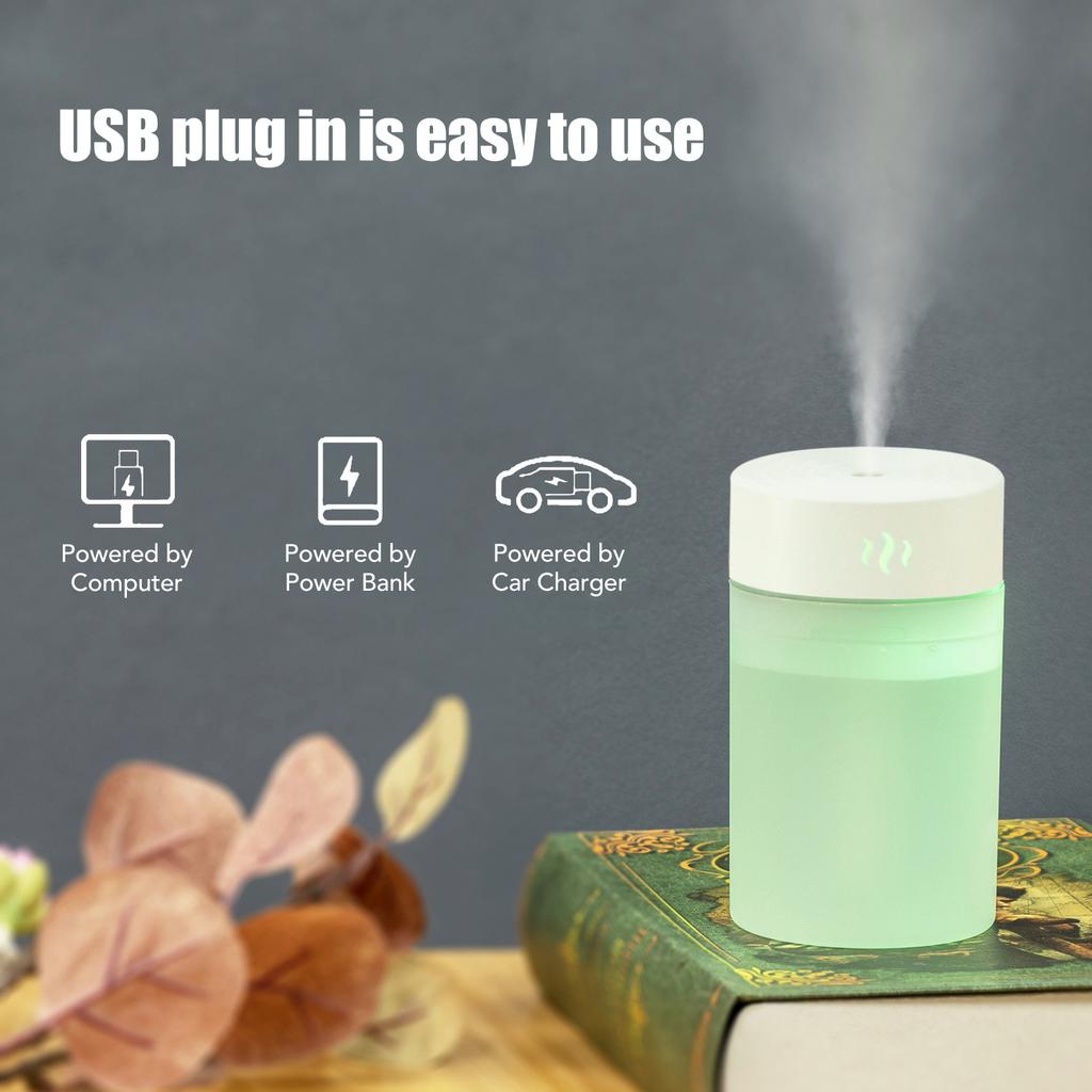 Mini Humidifier 260ml Colorful LED Light USB Charge Simple White Portable Desk Humidifier for Bedroom Office Car