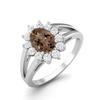 7X5MM Oval Shape Smoky Quartz 925 Sterling Silver Split Shank Women Wedding Ring