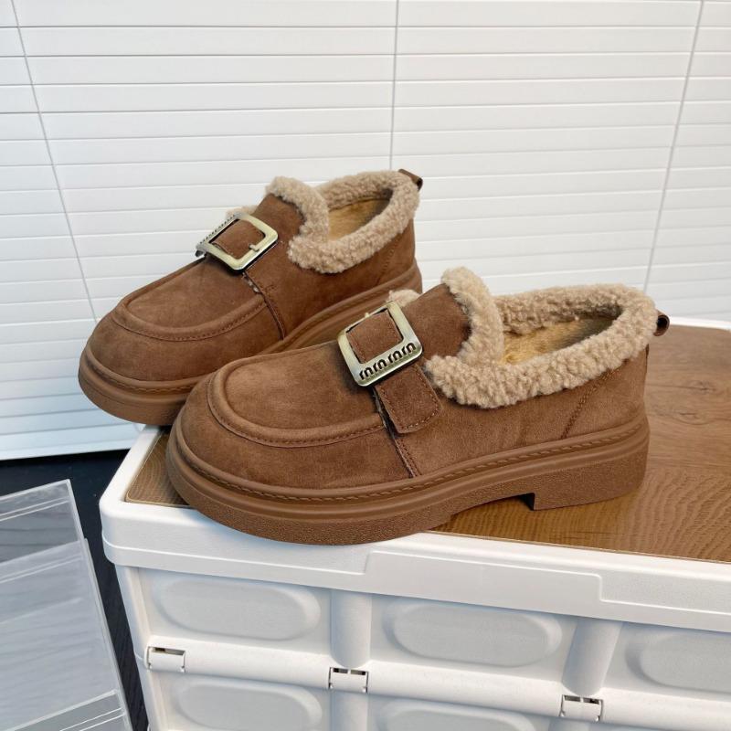 

Женские туфли из матового велюра коровьей кожи на толстой подошве, новые зимние одинарные туфли из термохлопка на одной педали 39 темно-коричневого