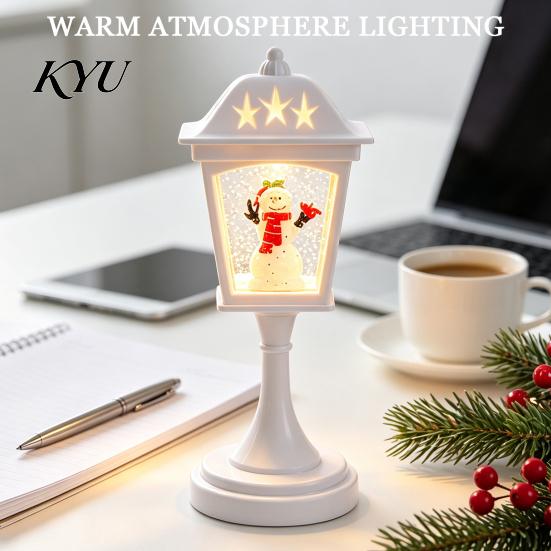 Party Ambient Lighting Christmas Snow Sphere Lamp, Retro Street Lamp Design, Santa Small Plastic Night Light Snowman Tree for Bedroom, Tabletop Decor