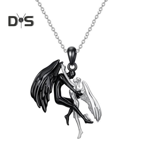 

Ожерелье «Ангел и Демонио» с крыльями ангела, парное ожерелье, готические украшения, подарки на День святого Валентина для женщин и жен чёрный/серебряный