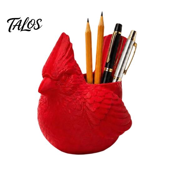 Carino Accessorio da Scrivania Uccellino Rosso Stampato in 3D Portapenne, Portapenne Animale Ecologico Portariviste, Organizer per Matite, Pennelli da Trucco,