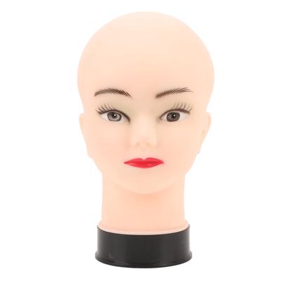 PVC Mannequin Head Bald Head Model with Universal Stand Interface for Wig Making Hat Display and