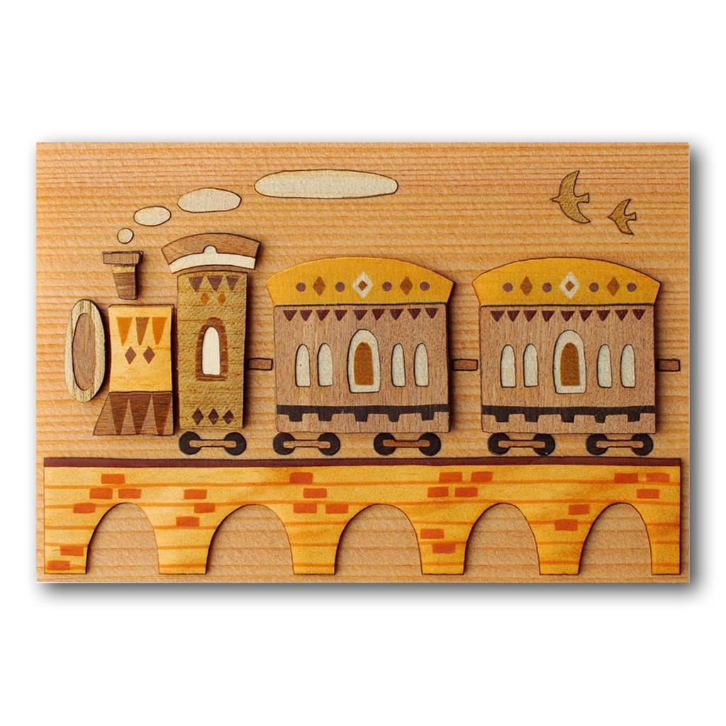 KINOWA Wood Collage Original DIY Kit Vehicle Made in Japan "Train"