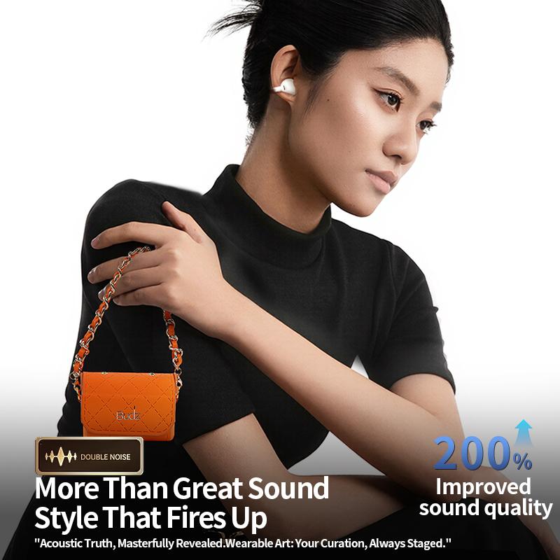 (Valentine's Day gift)Luxury Leather Bag Ear Clip Earbuds Bluetooth Headphone Surround Sound Earphone Wireless Headset In HD Mic