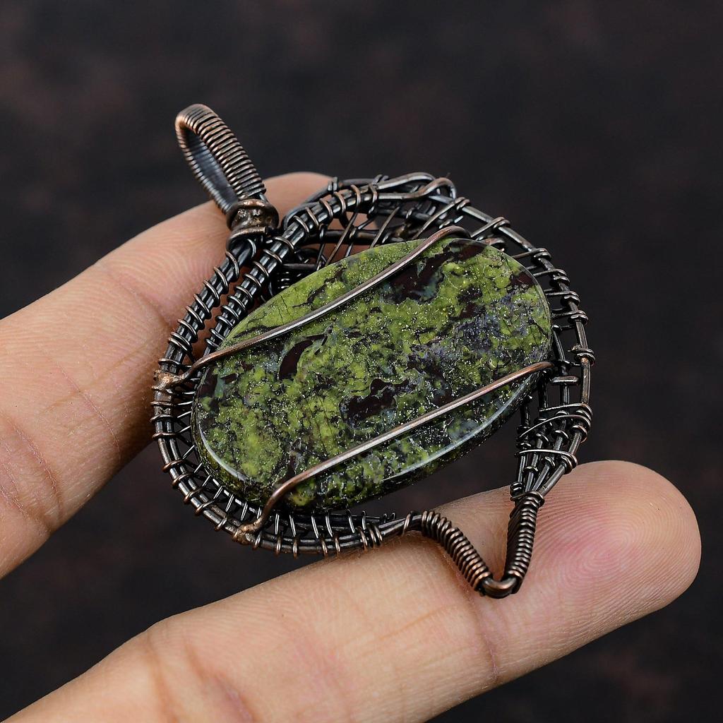 Dragon Bloodstone Gemstone Pendant Copper Wire Wrapped Pendant Handmade Pendant Copper Wire Wrap Jewelry Latest Design Pendant Gift For Mom