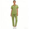 Women's Quick Drying Fabric Color V-neck Pocket Short Sleeved Pants Set Workwear