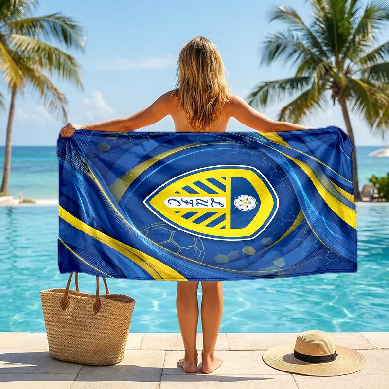 Asciugamano da Spiaggia Leeds United Football Morbido Microfibra Asciugamano Estivo Asciugatura Rapida Assorbente per Spiaggia Piscina Viaggio