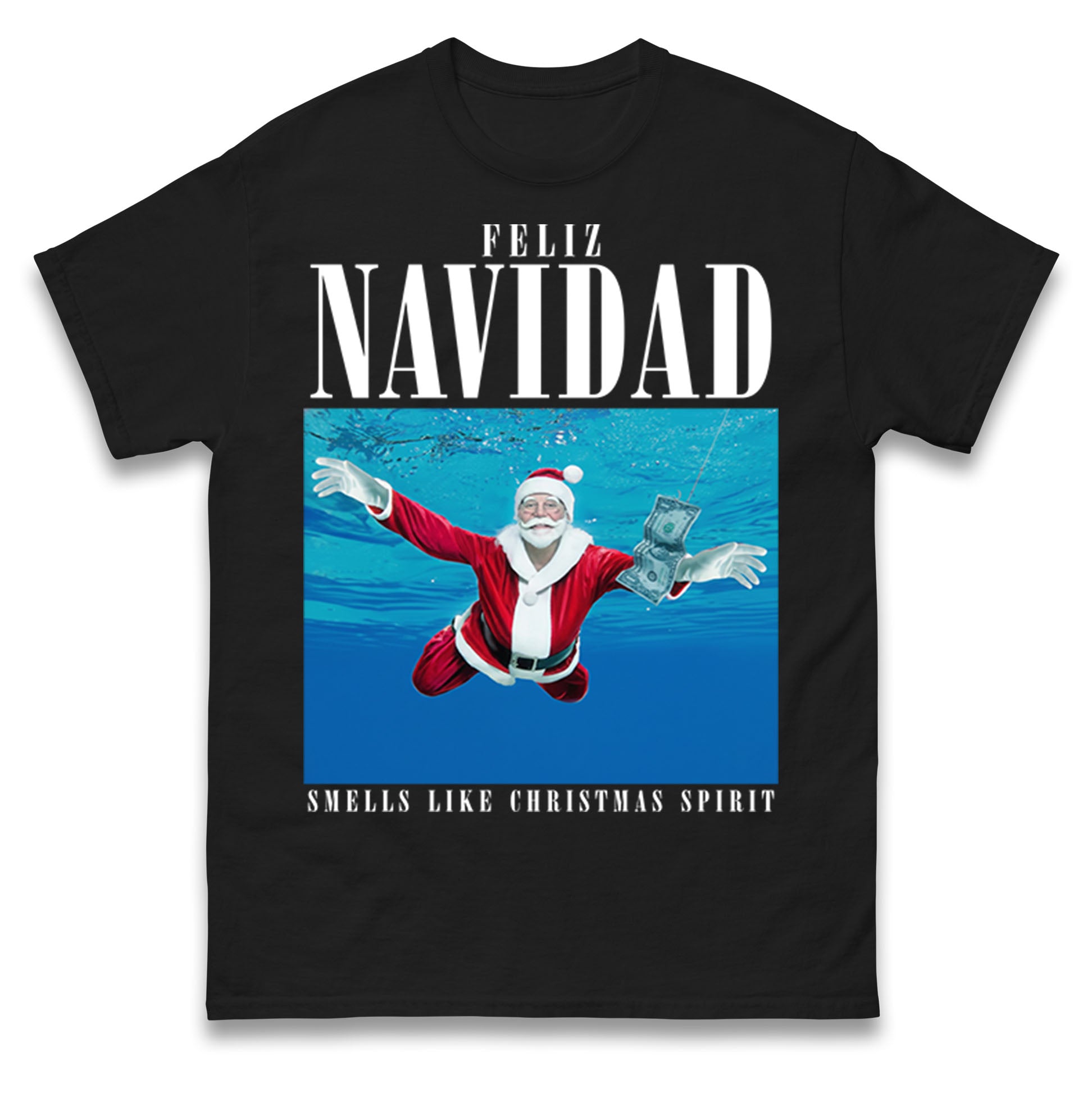 Feliz Navidad Smells Like Christmas Spirit Christmas T Shirt Tshirt Mens Womens Unisex Tops Tees 2XL