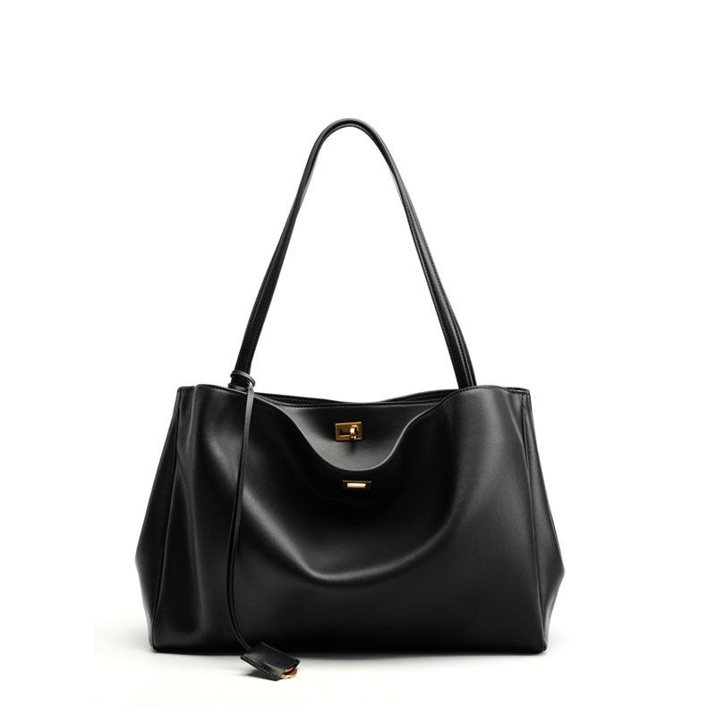 Large Bag, Genuine Leather Shoulder Bag, Underarm First Layer Cowhide, Large Capacity Women's High-end Tote Bag.