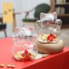 Three-Dimensional High Borosilicate Glass Fortune Cat Coin Bank and Gift Jar.