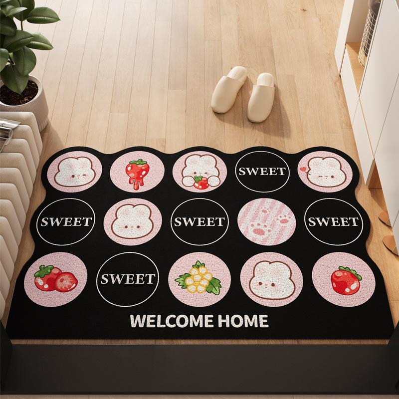 Dopamine Silk Ring Entry Door Floor Mat, Foot Pad At The Door Of The Household, Entrance Door Mat, Non-Slip Carpet Outside The Door 40*60cm