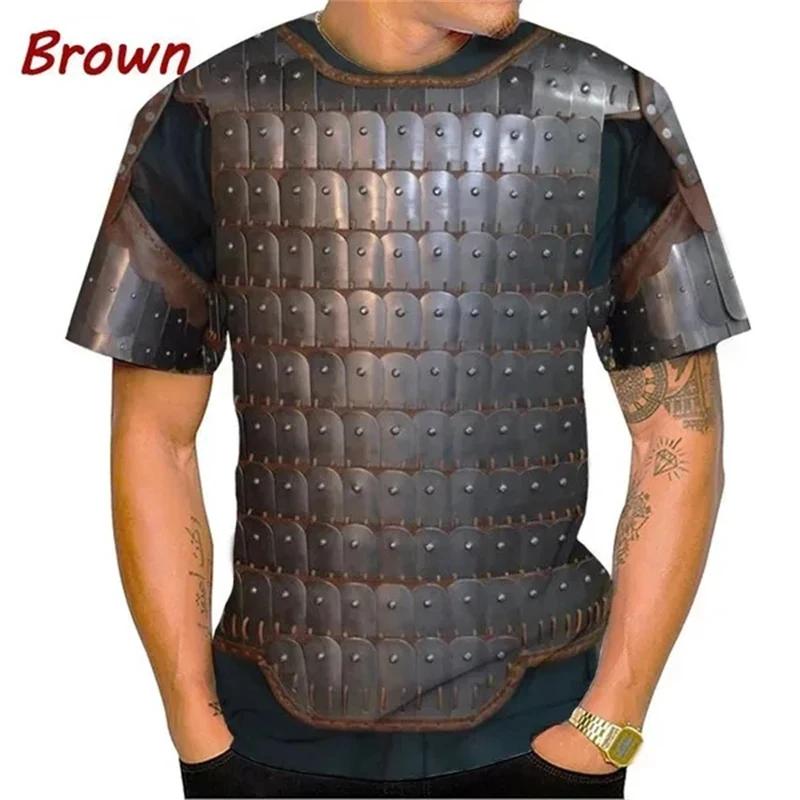 3D Print Middeleeuws Pantser Grafisch T-shirt Voor Mannen Cosplay Cool Casual Ronde Hals Korte Mouw T-shirts Mannen Streetwear Tops T-shirts