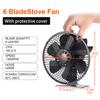 6 Blades Heat Powered Stove Fan With Cover Log Wood Burner Eco Quiet Large Air Volume Fireplace Fan Efficient Heat Distribution