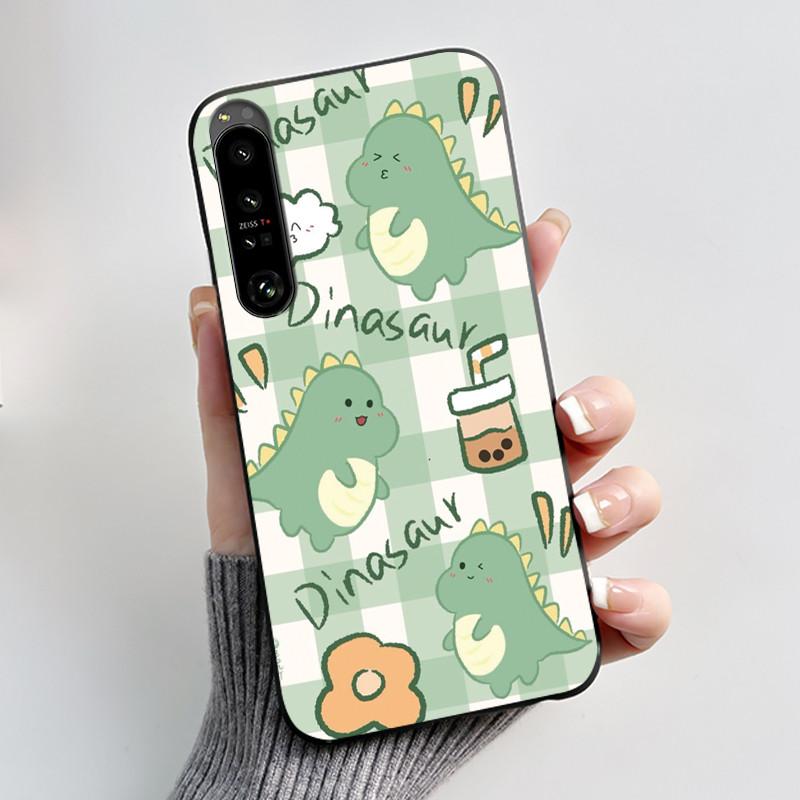 Cute Case For Sony Xperia 1 IV V II III Capa Coque Printing Shell Protective Cover Soft Silicone Cartoon Black Casing Fundas
