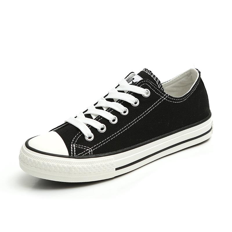 

Global genuine canvas shoes spring new ins trendy versatile student couple cloth shoes low-top little white shoes women 35 чёрный